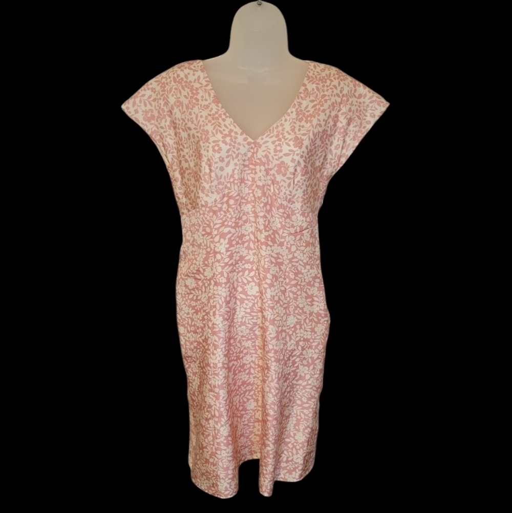 Vintage 100% Silk Isabella Bird Cap Sleeves Feminine Pink Floral Dress Size 4 - Picture 10 of 10